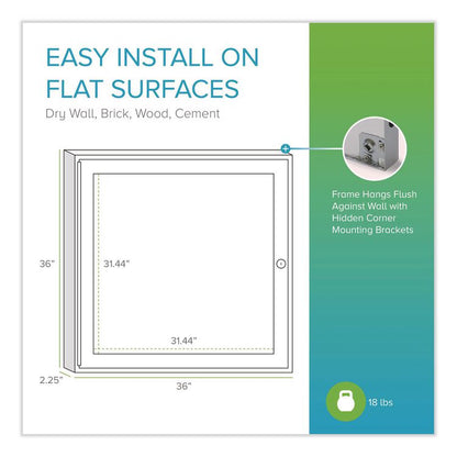 1 Door Enclosed Natural Cork Bulletin Board with Satin Frame, 36" x 36", Tan Surface, Satin Aluminum Frame