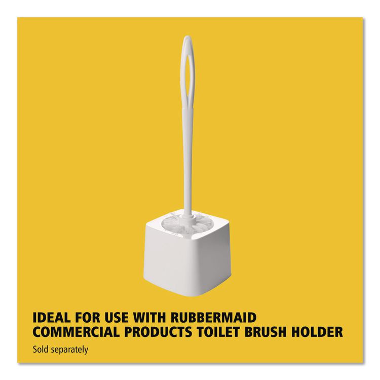 Commercial-Grade Toilet Bowl Brush, 10" Handle, White