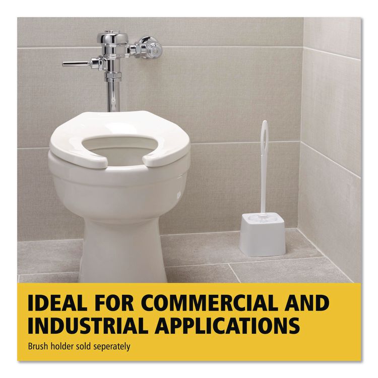Commercial-Grade Toilet Bowl Brush, 10" Handle, White, 24/Carton