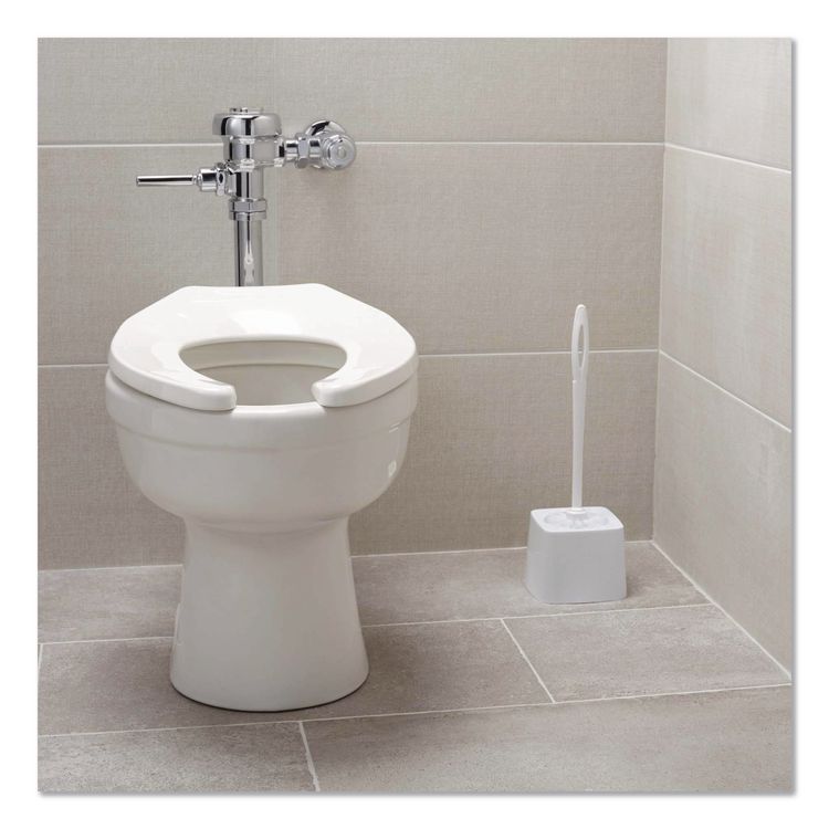 Commercial-Grade Toilet Bowl Brush, 10" Handle, White, 24/Carton