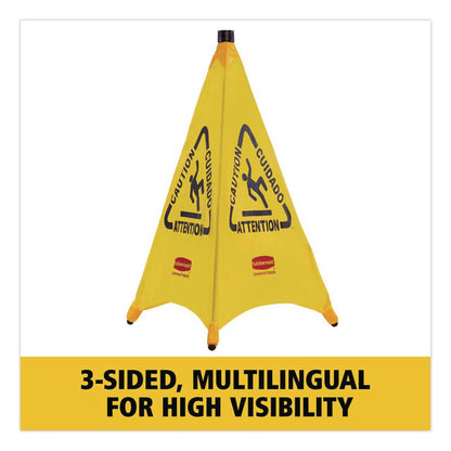 Multilingual Pop-Up Wet Floor Safety Cone, 21 x 21 x 30, Yellow