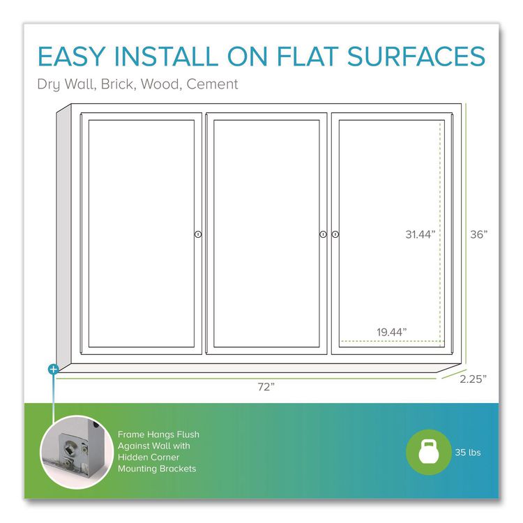 Enclosed Outdoor Bulletin Board, 72" x 36", Silver Surface, Satin Aluminum Frame