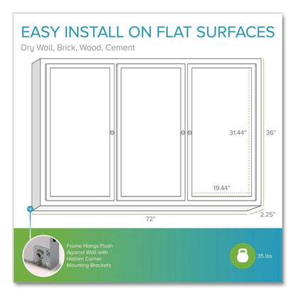Enclosed Outdoor Bulletin Board, 72" x 36", Silver Surface, Satin Aluminum Frame