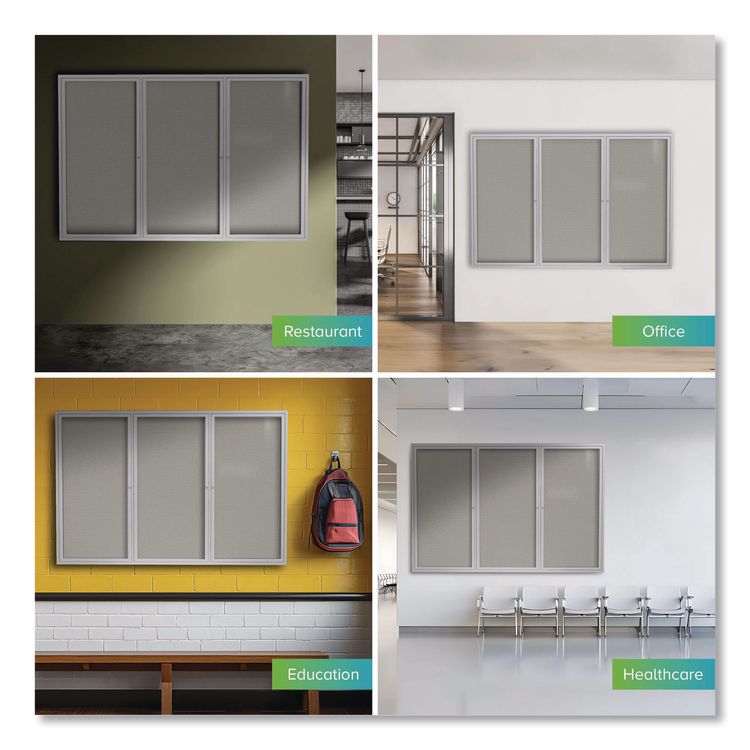 Enclosed Outdoor Bulletin Board, 72" x 36", Silver Surface, Satin Aluminum Frame