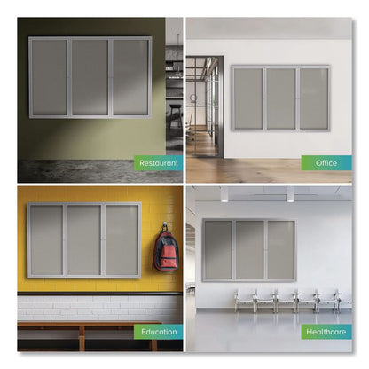Enclosed Outdoor Bulletin Board, 72" x 36", Silver Surface, Satin Aluminum Frame