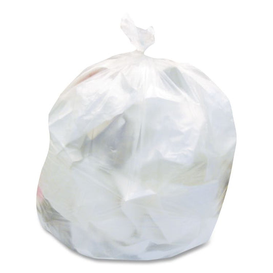 High-Density Waste Can Liners, 10 gal, 6 mic, 24" x 24", Natural, 50 Bags/Roll, 20 Rolls/Carton