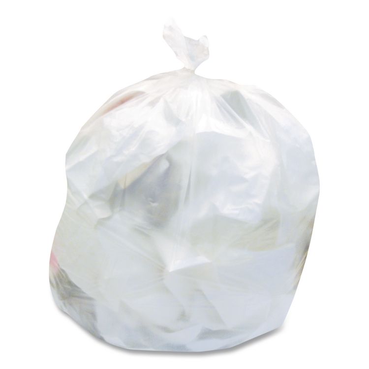 High-Density Waste Can Liners, 10 gal, 6 mic, 24" x 24", Natural, 50 Bags/Roll, 20 Rolls/Carton