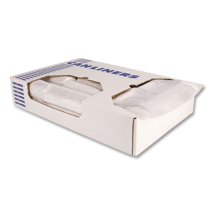 High-Density Waste Can Liners, 10 gal, 6 mic, 24" x 24", Natural, 50 Bags/Roll, 20 Rolls/Carton