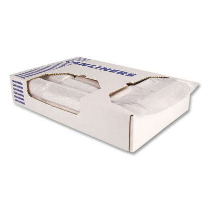 High-Density Waste Can Liners, 10 gal, 6 mic, 24" x 24", Natural, 50 Bags/Roll, 20 Rolls/Carton