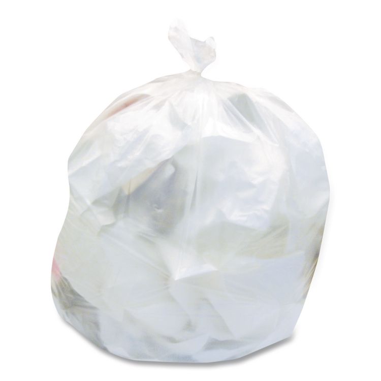 High-Density Waste Can Liners, 30 gal, 16 mic, 30" x 37", Natural, 25 Bags/Roll, 20 Rolls/Carton