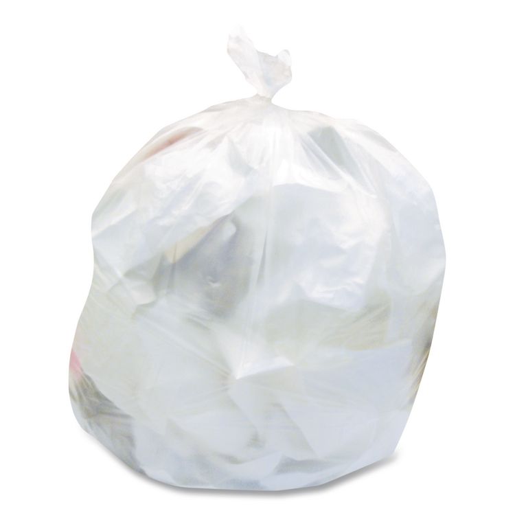 High-Density Waste Can Liners, 33 gal, 16 mic, 33" x 40", Natural, 25 Bags/Roll, 10 Rolls/Carton