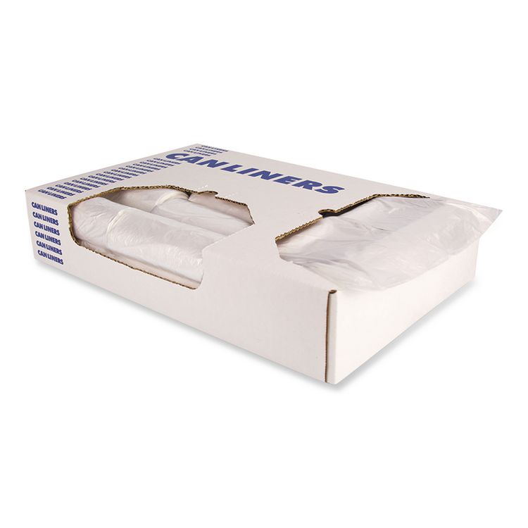 High-Density Waste Can Liners, 33 gal, 16 mic, 33" x 40", Natural, 25 Bags/Roll, 10 Rolls/Carton