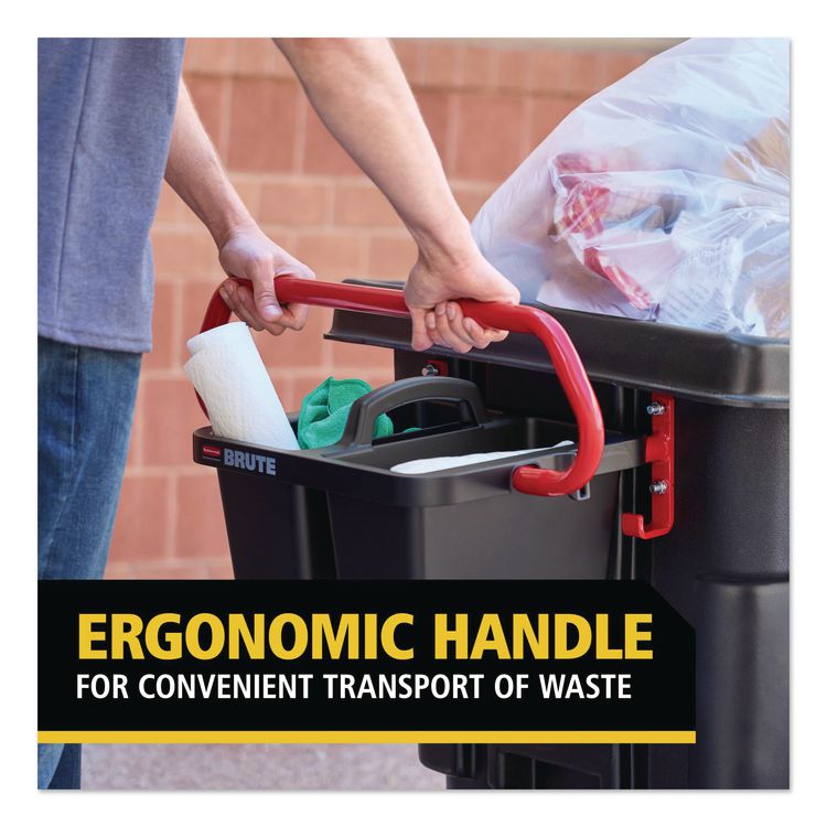 BRUTE Ergonomic Rotomolded Tilt Truck Handle and Caddy, 25.45 x 25.45 x 15, Red/Black