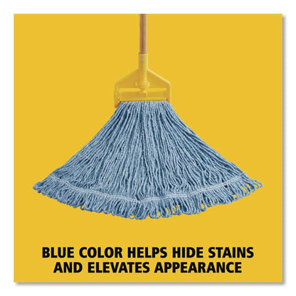 Super Stitch Blend Mop Heads, Cotton/Synthetic, Medium, Blue, 6/Carton
