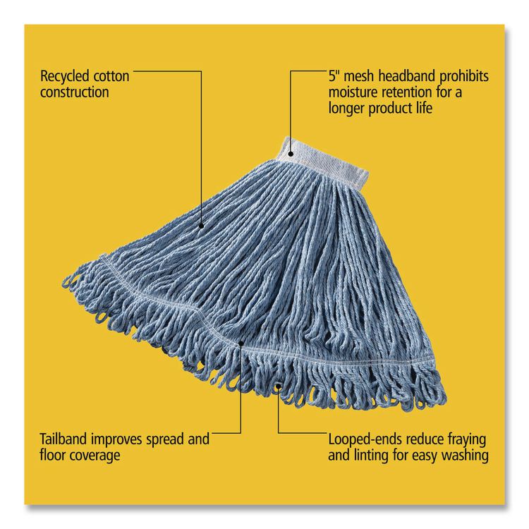 Super Stitch Blend Mop Head, Cotton/Synthetic, Large, Blue