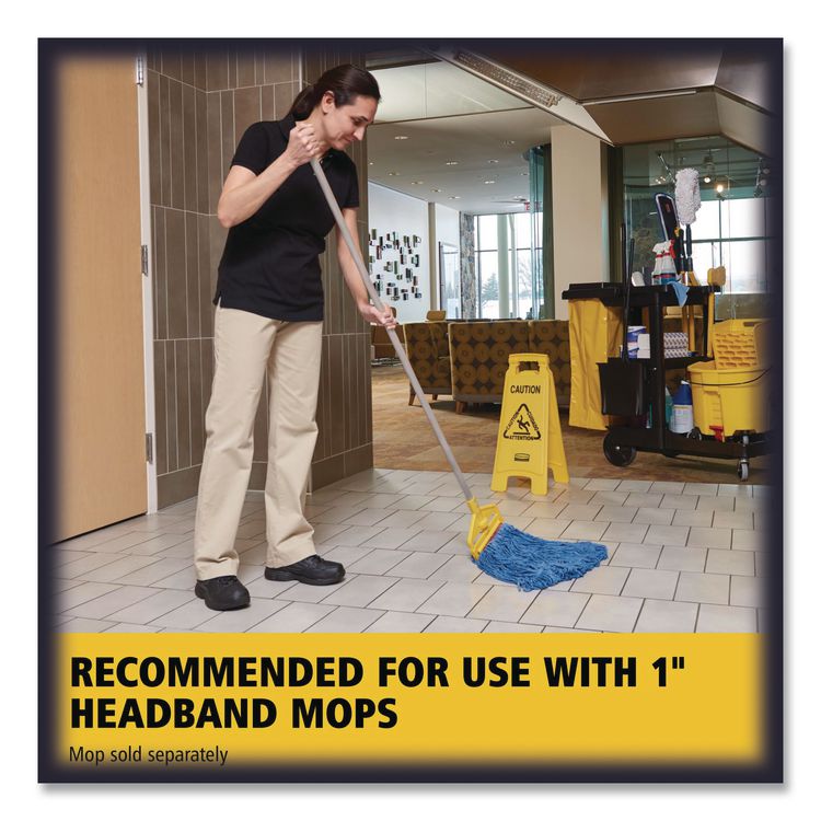 Invader Fiberglass Side-Gate Wet-Mop Handle, 54", Gray/Yellow