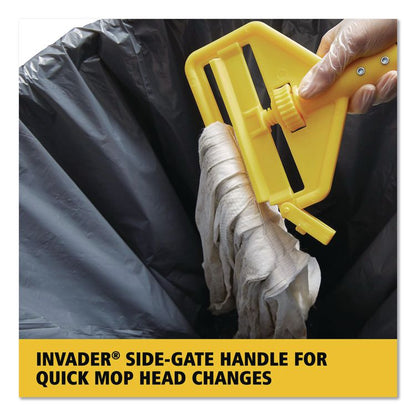 Invader Fiberglass Side-Gate Wet-Mop Handle, 60", Gray/Yellow