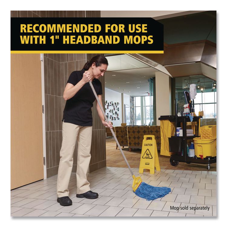 Invader Fiberglass Side-Gate Wet-Mop Handle, 60", Gray/Yellow