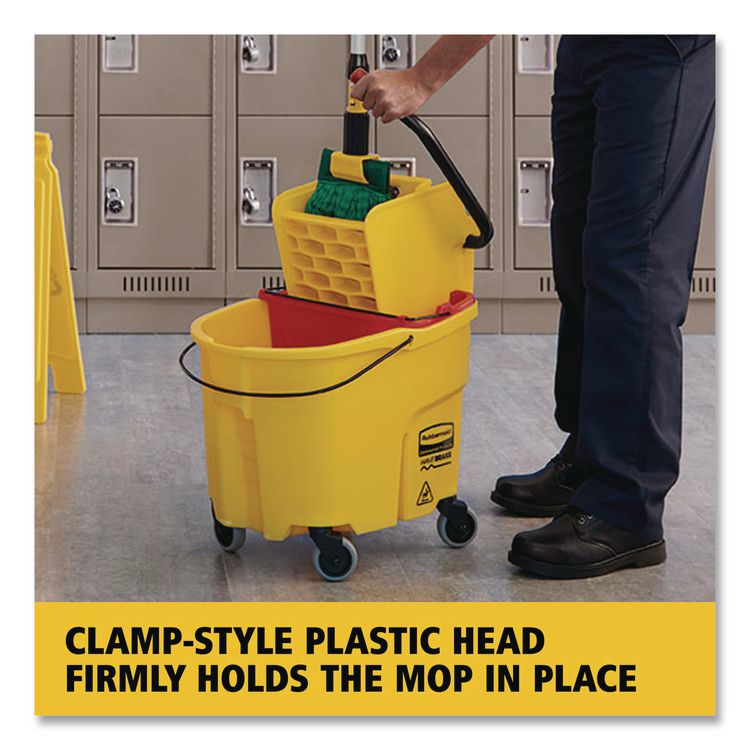 Gripper Fiberglass Mop Handle, 1" dia x 60", Gray/Yellow