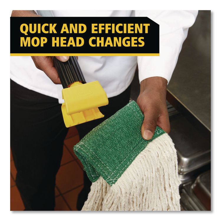 Gripper Fiberglass Mop Handle, 1" dia x 60", Gray/Yellow