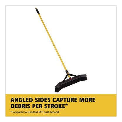 Maximizer Push-to-Center Broom, 36 x 58.13, Polypropylene Bristles, Steel Handle, Yellow/Black