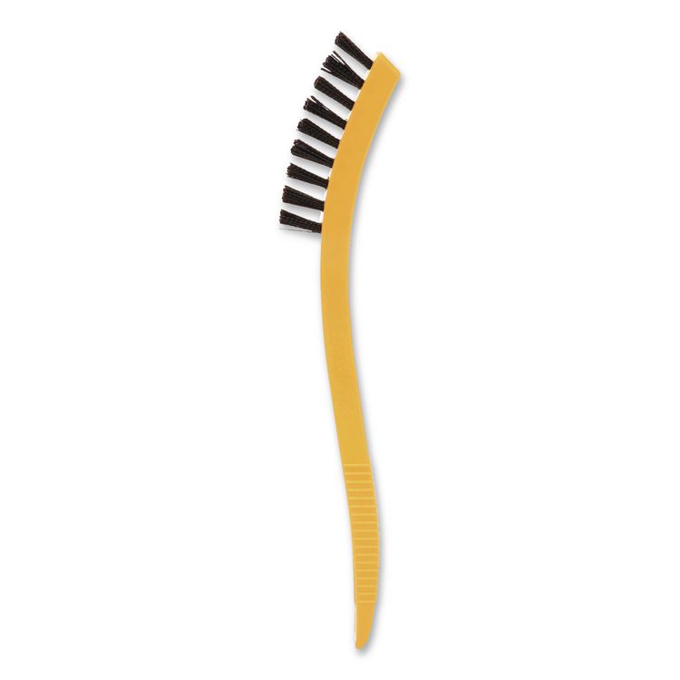 Synthetic-Fill Tile and Grout Brush, Black Plastic Bristles, 2.5" Brush, 8.5" Yellow Plastic Handle