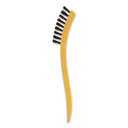 Synthetic-Fill Tile and Grout Brush, Black Plastic Bristles, 2.5" Brush, 8.5" Yellow Plastic Handle