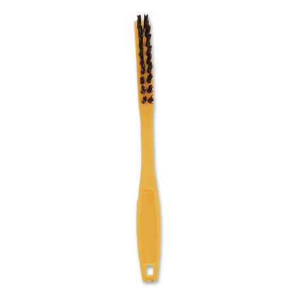 Synthetic-Fill Tile and Grout Brush, Black Plastic Bristles, 2.5" Brush, 8.5" Yellow Plastic Handle