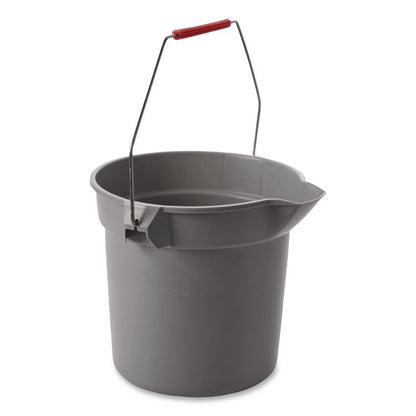 BRUTE Round Utility Pail, 10 qt, Plastic, Gray, 10.5" Diameter