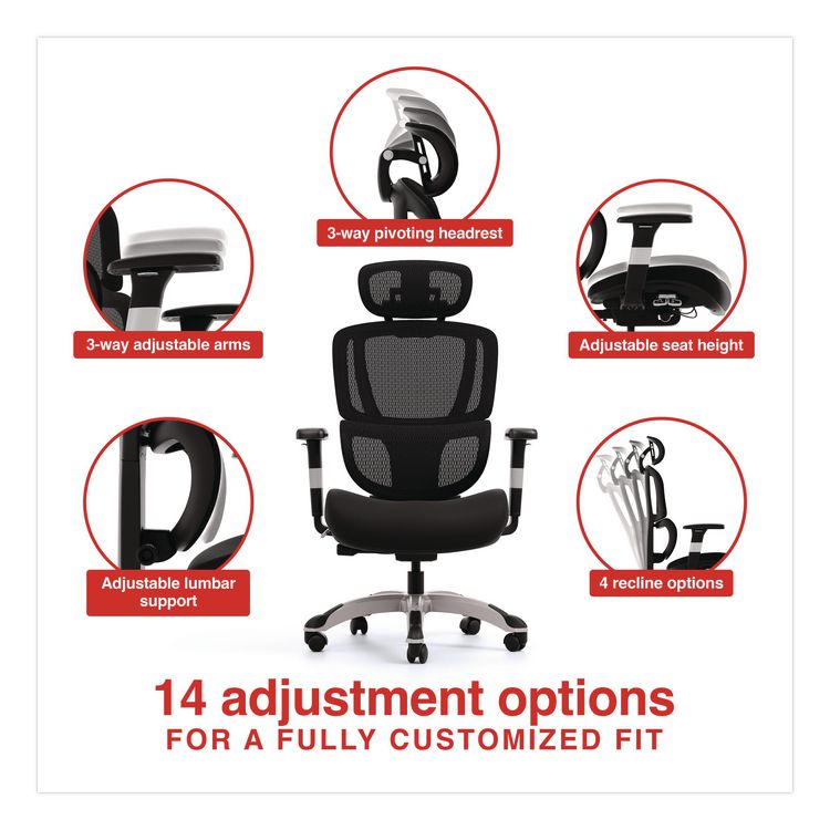 Minverva Pro Multifunction Chair, Supports Up to 275 lb, 17.7" to 21.4" Seat Height, Black Seat, Black Back, Black Base