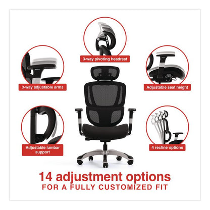 Minverva Pro Multifunction Chair, Supports Up to 275 lb, 17.7" to 21.4" Seat Height, Black Seat, Black Back, Black Base