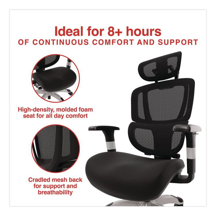 Minverva Pro Multifunction Chair, Supports Up to 275 lb, 17.7" to 21.4" Seat Height, Black Seat, Black Back, Black Base