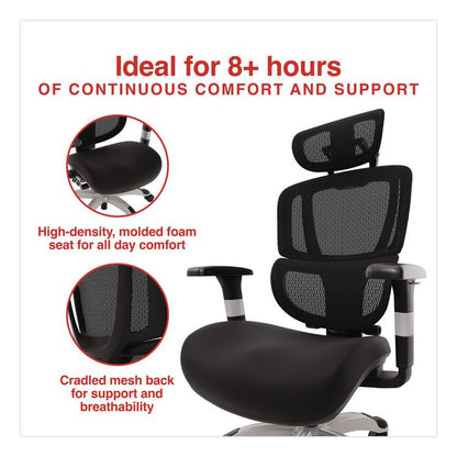 Minverva Pro Multifunction Chair, Supports Up to 275 lb, 17.7" to 21.4" Seat Height, Black Seat, Black Back, Black Base