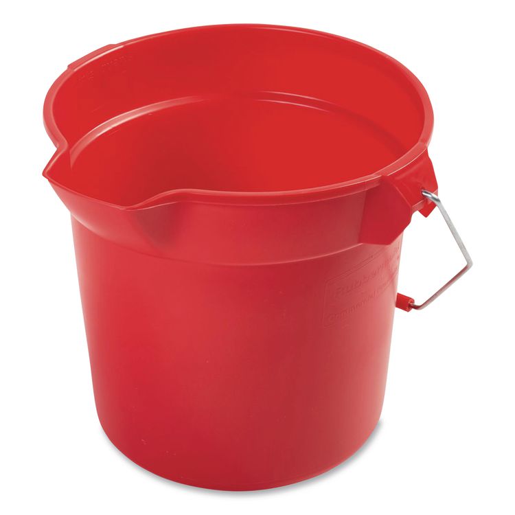 BRUTE Round Utility Pail, 10 qt, Plastic, Red, 10.5" Diameter