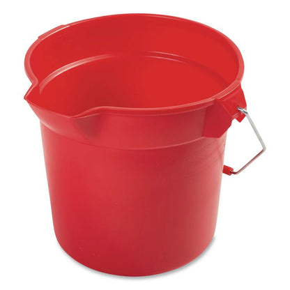 BRUTE Round Utility Pail, 10 qt, Plastic, Red, 10.5" Diameter