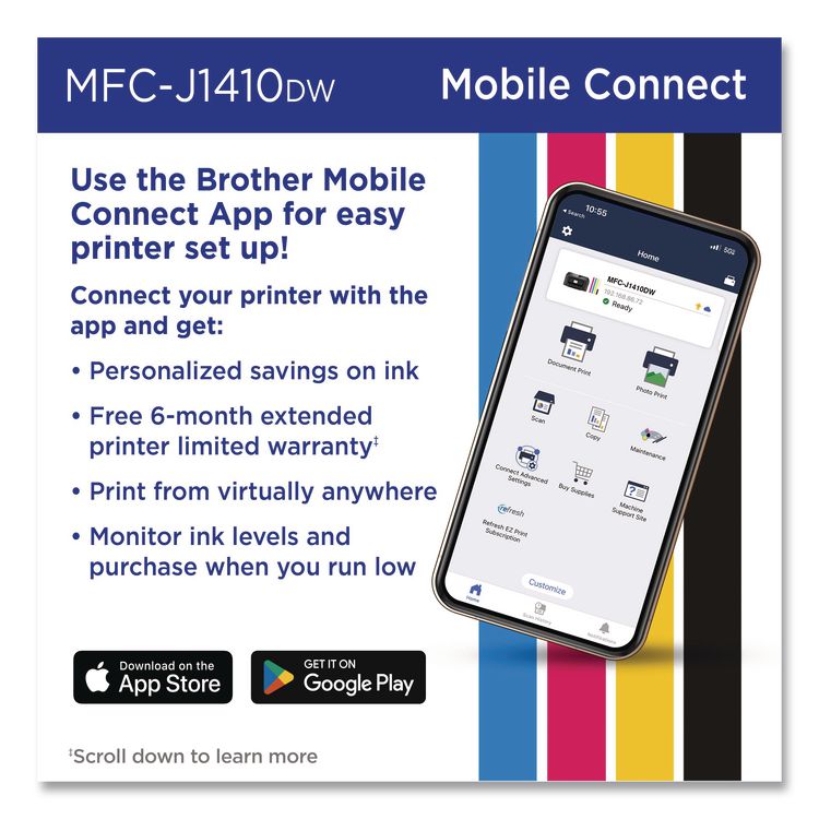 MFCJ1410DW Work Smart 1410 Wireless Color Inkjet AIO Printer, Copy/Print/Scan