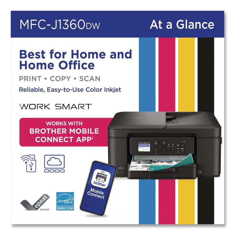 MFCJ1360DW Work Smart 1360 Wireless Color Inkjet AIO Printer, Copy/Print/Scan