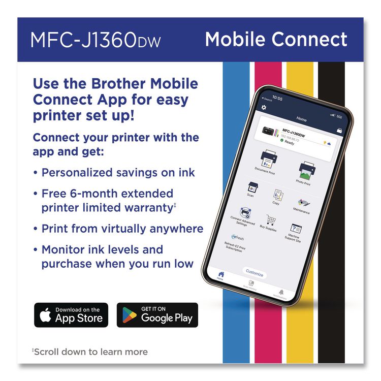 MFCJ1360DW Work Smart 1360 Wireless Color Inkjet AIO Printer, Copy/Print/Scan