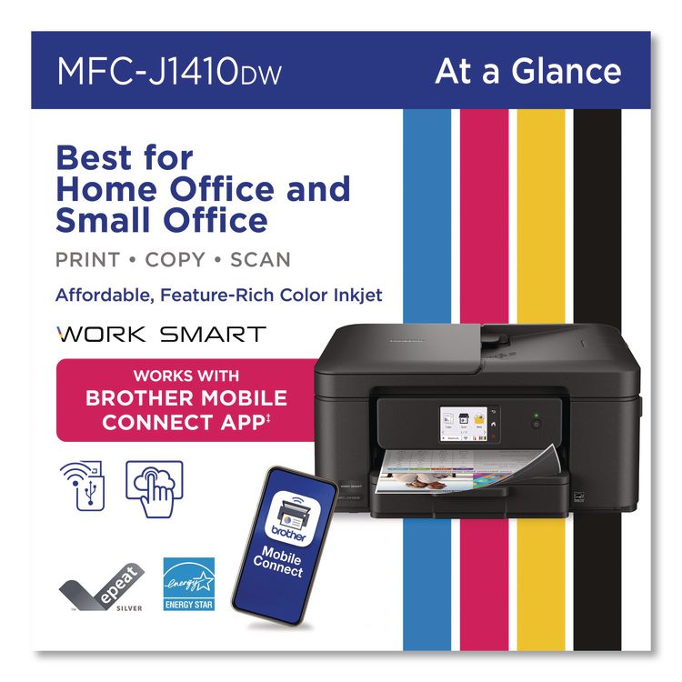 MFCJ1410DW Work Smart 1410 Wireless Color Inkjet AIO Printer, Copy/Print/Scan