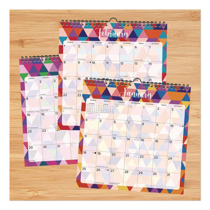 Geometric 2026 Spiral Wall Calendar, Geometric Artwork, 12 x 12, Multicolor Sheets, 12-Month (Jan to Dec): 2026