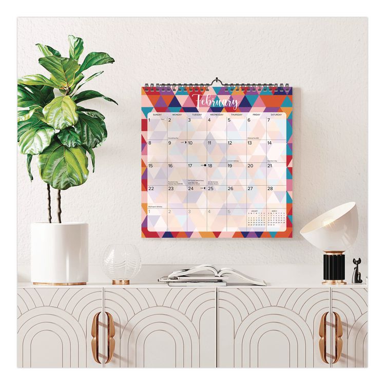 Geometric 2026 Spiral Wall Calendar, Geometric Artwork, 12 x 12, Multicolor Sheets, 12-Month (Jan to Dec): 2026