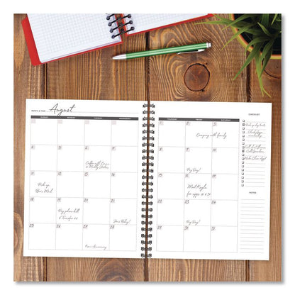 Fitness Undated Monthly Planner, 11 x 8.5, Black/Gray Cover, 12-Month, Undated