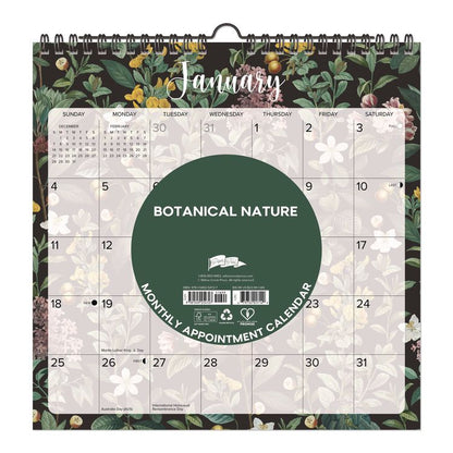 Botanical Nature 2026 Spiral Wall Calendar, Botanic Artwork, 12 x 12, Multicolor Sheets, 12-Month (Jan to Dec): 2026