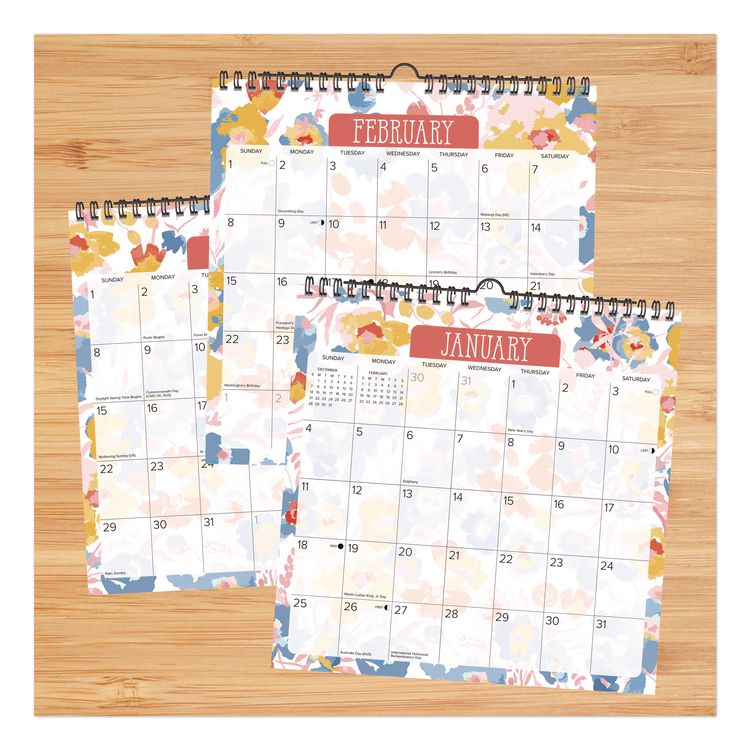 Meadow Flowers 2026 Spiral Wall Calendar, Floral Artwork, 12 x 12, Multicolor Sheets, 12-Month (Jan to Dec): 2026