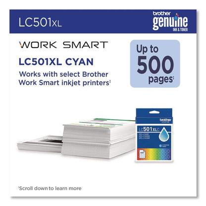 LC501XLCS High-Yield Ink, 500 Page-Yield, Cyan