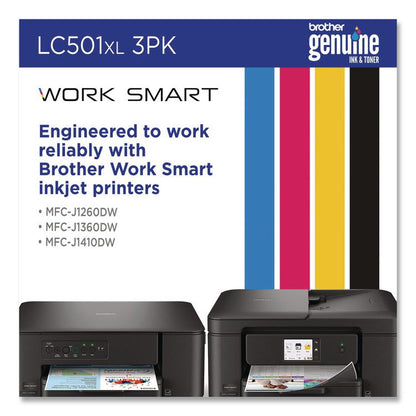 LC501XL3PKS High-Yield Ink, 500 Page-Yield, Cyan/Magenta/Yellow, 3/Pack