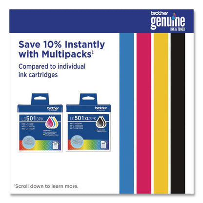 LC501XL3PKS High-Yield Ink, 500 Page-Yield, Cyan/Magenta/Yellow, 3/Pack