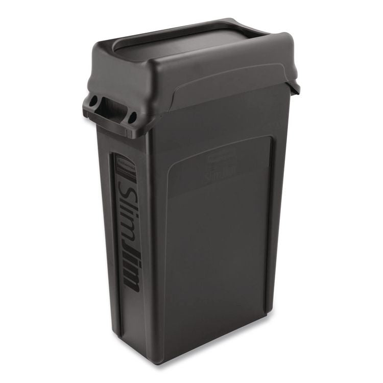 Swing Top Lid for Slim Jim Waste Containers, 11.38w x 20.5d x 5h, Black