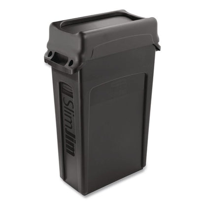 Swing Top Lid for Slim Jim Waste Containers, 11.38w x 20.5d x 5h, Black
