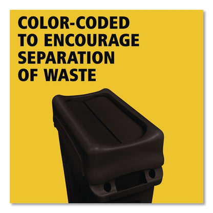 Swing Top Lid for Slim Jim Waste Containers, 11.38w x 20.5d x 5h, Black